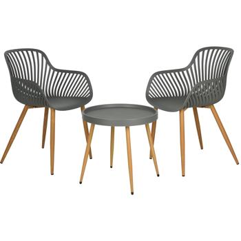 Edle Sitzgruppe mit Balkontisch, 3-tlg., grau, Bistro-Set für Garten, Terrasse, Balkon, wetterfest, modern & komfortabel