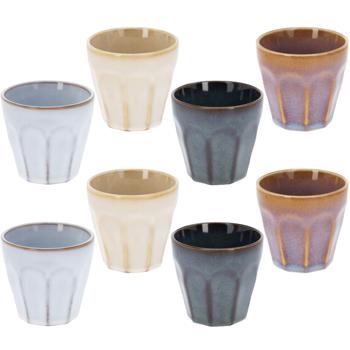 Espresso Tassen, 8er-Set, 90 ml, Pastellfarben