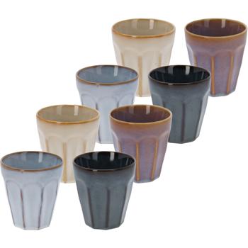 Kaffee Becher, 8er-Set, 250ml, Pastellfarben