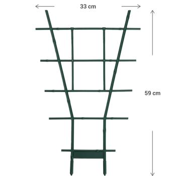Preview: 2er-Set Stabiles Fächerspalier Pflanzgitter, grün, 59 x 33 cm, wetterfest, dekorativ & stabil für Kletterpflanzen, Garten & Balkon, langlebig
