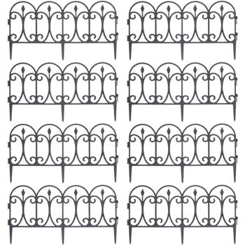 8er-Set wetterfester Beetzaun, schwarz, je 60 x 30 cm: robuster Pflanzenschutz & dekorative Beetumrandung, einfache Montage für Garten & Beete