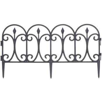 Preview: 8er-Set wetterfester Beetzaun, schwarz, je 60 x 30 cm: robuster Pflanzenschutz & dekorative Beetumrandung, einfache Montage für Garten & Beete