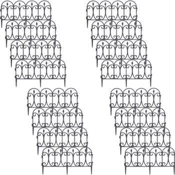 16er-Set wetterfester Beetzaun, schwarz, je 60 x 30 cm: robuster Pflanzenschutz & dekorative Beetumrandung, einfache Montage für Garten & Beete