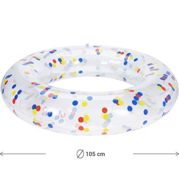 Preview: Farbenfroher Schwimmring Ø105 cm - Stabil & perfekter Wasserspass für Pool & See - Schnell aufblasbar - Robustes Polyvinyl zum Entspannen & Spielen