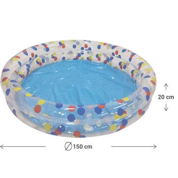 Preview: Farbenfrohes Planschbecken Ø 150cm - Robustes PVC-Kinderpool für Garten & Balkon - Schnell aufblasbar, platzsparend, ideal für Kinder & Haustiere