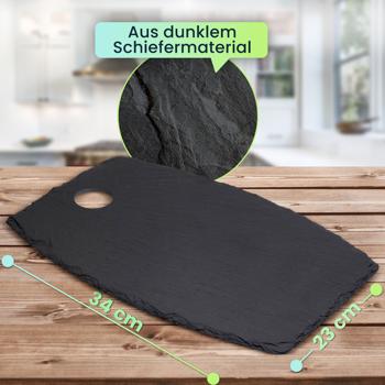 Preview: 4er-Set Serviertablett Schieferplatte - Modernes Deko & Serviertablett für Feste - Elegantes Design, robust, 34x23x0,5cm, leicht zu reinigen
