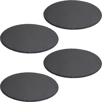4er-Set Serviertablett, Schieferplatte, Ø 28 cm