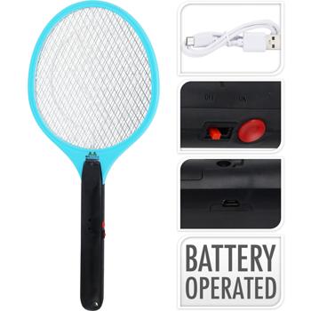 Preview: 2er-Set Elektrische Fliegenklatsche - wirksamer Schutz vor Fliegen Mücken für erholsame Nächte Camping - Akku 1200 mAh USB-Kabel - Schutzgitter chemikalienfrei