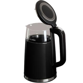 Preview: Eleganter Glas-Wasserkocher, 1.7 l, 2200 W, Borosilikat-Glas, modernes Touch Display, schwarz, silber, transparent, Warmhaltefunktion