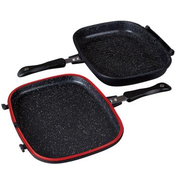 Doppel-Bratpfanne - Ø 32 cm Wendepfanne mit Gummidichtring & Magnetverschluss - Antihaft-Marmorbeschichtung - Induktionsgeeignet & PFOA-frei