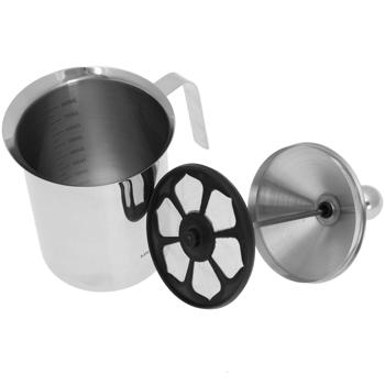 Preview: Manueller Milchaufschäumer Edelstahl - 0,8L für kalte/warme Milchschaum-Kreationen - Ideal für Cappuccino, Latte Macchiato & mehr - Silber/Edelstahl
