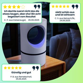 Preview: Effektiver Insektenvernichter mit UV-Licht & starker Saugfunktion: Entfernt Mücken & Fliegen hygienisch & sicher, ideal für Haus, Garten & Camping