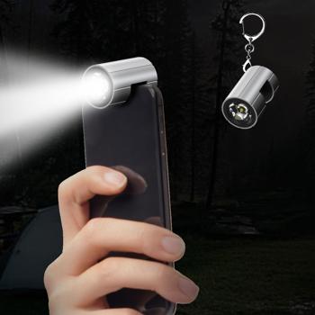 Preview: Kompakte Smartphone-Ansteck-Taschenlampe, Lightning, 280 lm: Helles LED-Natel-Licht für unterwegs, Outdoor, Notfälle & Alltag