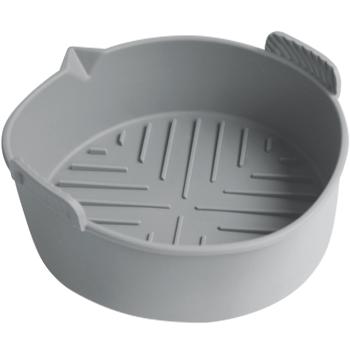 Preview: 2er-Set Hochwertige Silikonform für Heissluftfritteuse, grau, Ø 19 x H 6 cm, Antihaft, hitzebeständig & spülmaschinenfest