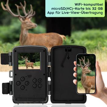 Preview: 4K-UHD-Wildkamera inkl. Solar Panel im Spar Pack, Nachtsicht, WLAN, PIR, IP65, 3000 mAh, Kein Aufladen mehr notwendig