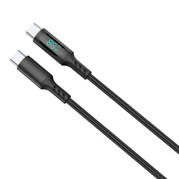 Preview: USB-C Ladekabel, USB-C auf USB-C, Schnellladekabel, schwarz, 1 m, 60 Watt, LED Anzeige für Notebook, Tablet, Macbook, iPad, iPhone, Samsung, Huawei