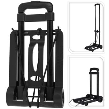 Preview: Transportkarre klappbar Anthrazit/Schwarz - bis 30 kg belastbar & rückenschonend - Gummiräder - Fixierband - 43x23x8 cm gefaltet