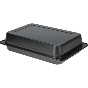 Auflaufform mit Deckel rechteckig - Antihaftbeschichtet PFOA-frei, bis 230°C backofenfest - Stahlblech 52x26 cm - Lasagneform Bräter