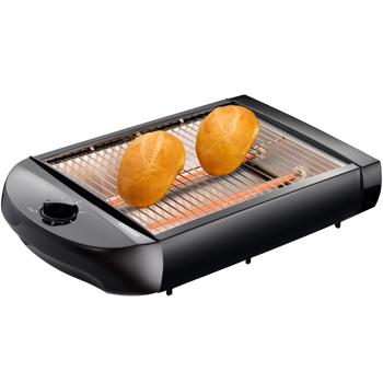 Preview: Flachtoaster 600W - knuspriges Toastbrot & Brötchen aufbacken - extragrosse 24x18.5 cm Röstfläche für bis zu 4 Brötchen - 6 Röststufen & 2 Quarz-Heizelemente
