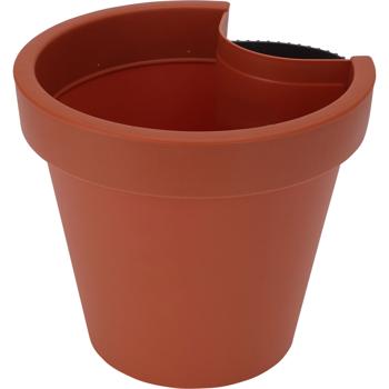 Fallrohr-Blumentopf rund Ø 23 cm - ideal für Regenrohre bis Ø 10 cm - Terracotta - Robuster, recyclebarer Kunststoff - für Haus, Terrasse & Balkon
