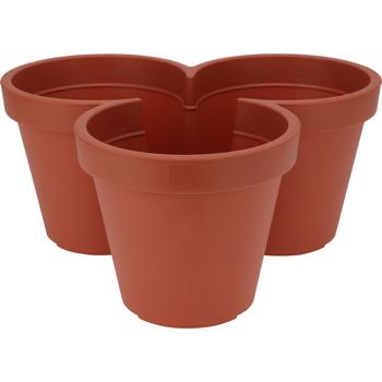 Preview: 2er-Set kreative Blumentöpfe 3 Fächer - terracotta, Ø 44cm - Vielseitig & Dekorativ – Pflanzentopf für Kräuter, Blumen & mehr, Platzsparend & Modern