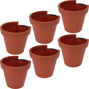 6er-Set Fallrohr-Blumentopf Ø 23 cm-Regenrohrtopf rund terracotta-Ideal für Blumen & Pflanzen am Fallrohr bis 10 cm-Recycelbar & robust mit Gurt