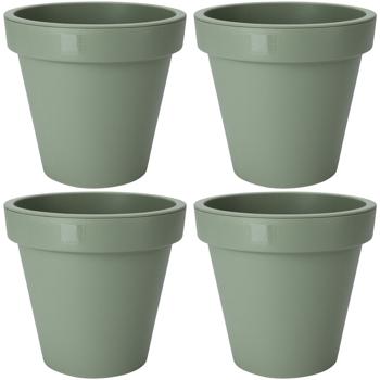 4er-Set Blumentopf Grün Ø 20 cm - 100% recycelbarer Kunststoff Pflanztopf stapelbar - Für Innen- & Aussenbereich - Robustes Polypropylen