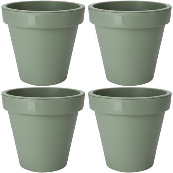 Blumentopf 4er-Set rund grün - 100% recycelbarer Kunststoff - Ø 25 cm - robust & langlebig für Innen- & Aussenbereich