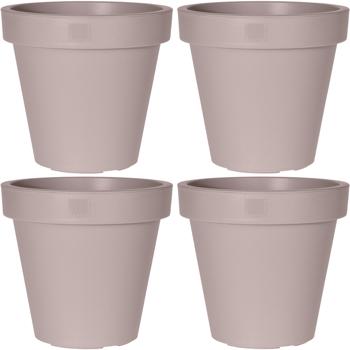 4er-Set Blumentopf rund braun-grau - 100% recycelbarer Kunststoff Ø 20 cm - Ideal für Innen- & Aussenbereich - Langlebig, stapelbar
