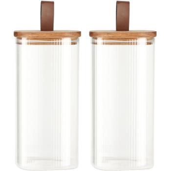 2er-Set Vorratsglas mit Akazienholzdeckel - 1500ml Borosilikatglas, luftdicht - Ideal für Küche, Zerealien, Nüsse, Deko, Kleinteile