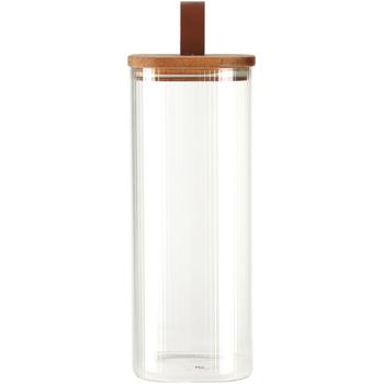 Preview: 4er-Set Vorratsglas mit Akazienholzdeckel - 1900 ml Borosilikatglas - Hält Lebensmittel länger frisch & schützt - Geruchs-/Geschmacksneutral