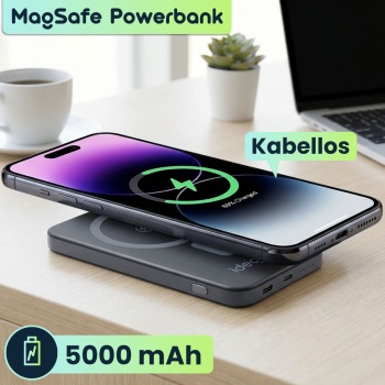 Preview: MagSafe Powerbank 5000 mAh, 15W Qi - Hochwertige kompakte Wireless Power Bank – Schnelles Laden Quick Charge für iPhone & Android – Mobiler Power-Boost