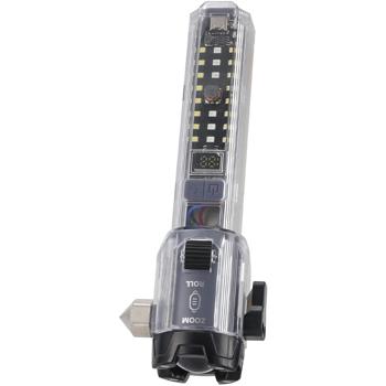 Preview: Leistungsstarke Akku-Taschenlampe mit Notfallhammer, Gurtschneider & Powerbank - Ihr zuverlässiger Begleiter für Auto, Camping & Notfälle