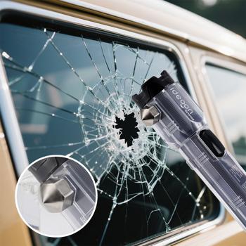 Preview: Leistungsstarke Akku-Taschenlampe mit Notfallhammer, Gurtschneider & Powerbank - Ihr zuverlässiger Begleiter für Auto, Camping & Notfälle