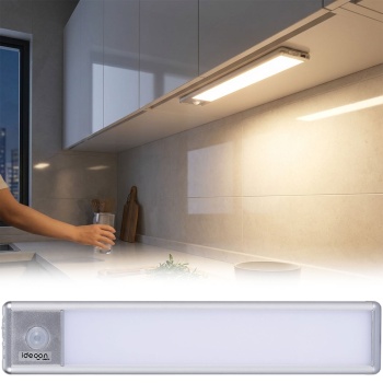 Flache Akku LED-Lichtleiste, 20,5cm mit Bewegungssensor: Kabellos, hell & energiesparend – Perfekt für Schrank, Flur & Küche