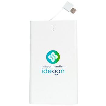 Preview: Kompakte Powerbank USB-C (4.000mAh) – Ultra-Slim Powerbank mit fest integriertem Kabel & Lightning Adapter – Mobiler Akku-Boost