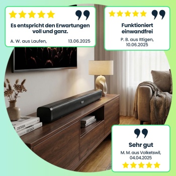 Preview: Bluetooth 5.0 Soundbar, 30W, für TV & Musik – HDMI-ARC, Opt/Aux, schwarz, mit Fernbedienung, Heimkino-Soundbar