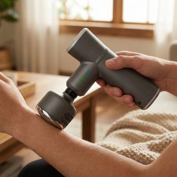 Preview: Hand-Massagepistole, Wärme- & Kältefunktion, mit 5 Massageköpfen, USB-C, Massage Gun, 4 Geschwindigkeitsstufen bis 2800 U/min, Muskelentspannung