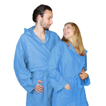 Mikrofaser-Bademantel S Hellblau - Extra leicht, 500g, schnelltrocknend für Sport, Reise & Sauna - 80% Polyester, 20% Polyamid, maschinenwaschbar