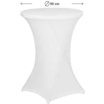 Preview: Weisse Stehtischhusse: Ø 90cm, bis 115cm Höhe, faltenfrei - Elegante Stretchhusse für Stehtische – Perfekt für Partys, Hochzeiten & Events, Edle Optik