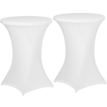 2er-Set Weisse Stehtischhusse: Ø 90cm, bis 115cm Höhe, faltenfrei - Elegante Stretchhusse für Stehtische – für Partys, Hochzeiten & Events, Edle Optik