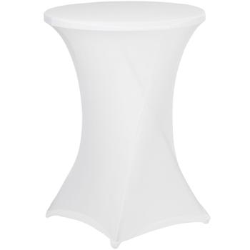 Preview: 2er-Set Weisse Stehtischhusse: Ø 90cm, bis 115cm Höhe, faltenfrei - Elegante Stretchhusse für Stehtische – für Partys, Hochzeiten & Events, Edle Optik