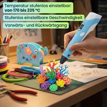 Preview: 3D-Drucker-Stift USB inkl. 20 bunte PLA-Filamente: Kreatives 3D-Zeichnen frei Hand, Perfekt für Kinder & Erwachsene - Starten Sie Ihre Kunstwerke