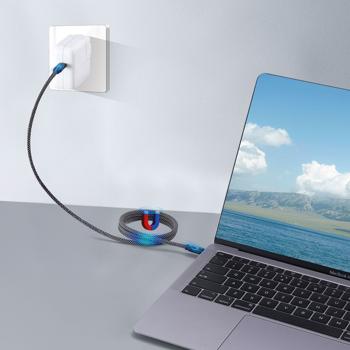 Preview: 3er-Set USB-C Ladekabel 100W, 2m: Magnetische Aufrollfunktion, schnell & knotenfrei – zuverlässig für Samsung, Xiaomi, iPad, iPhone, Notebooks uvm.