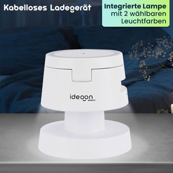 Preview: Multifunktionale drahtlose & komfortable Ladestation mit Nachtlicht (15W) USB-C - weiss - für Smartphones, Watches, Pods & mehr - Komfort + Ordnung