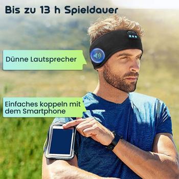 Preview: Smartes Kopfhörer-Stirnband, Bluetooth 5.4, Freisprecher & Sprachsteuerung, schwarz: Ein bequemer Begleiter für Sport, Schlaf & Reisen
