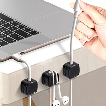 Kabelorganizer (6er-Set) mit Magnetclip – Schreibtisch-Kabelhalter, selbstklebend & flexibel – Für Zuhause & Büro, schwarz