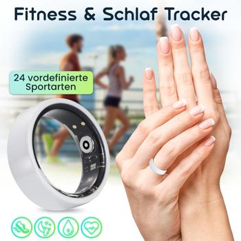 Preview: Smart-Ring Grösse 65, weiss – Fitness & Schlaf Tracker aus Keramik, wasserdicht (IP68) – Inkl. Ladebox & kostenloser App