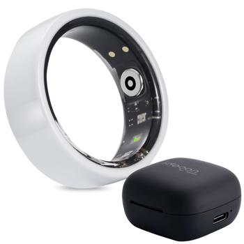 Smart-Ring Grösse 65, weiss – Fitness & Schlaf Tracker aus Keramik, wasserdicht (IP68) – Inkl. Ladebox & kostenloser App
