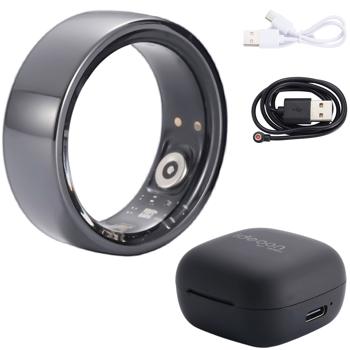 Smart-Ring, schwarz, Keramik, inkl. Ladebox, Grösse 65: Dein Fitness & Schlaf Tracker – Elegant und ein smarter Begleiter für ein aktives Leben